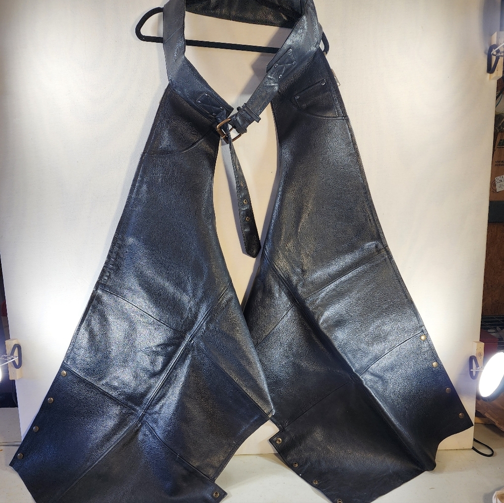 Men's Black Leather Riding Chaps Xl Eaay Rider